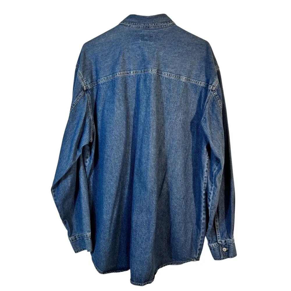 Vintage Levis Red Tab Jeans Shirt Mens L Blue Denim Long Sleeve Button Down